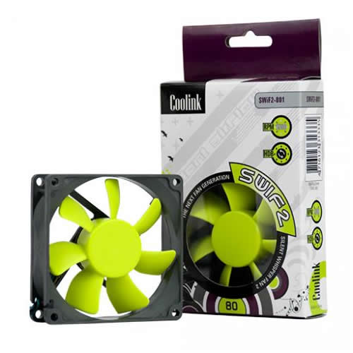 Image shows the Coolink SWiF2 80mm Quiet Cooling Fan