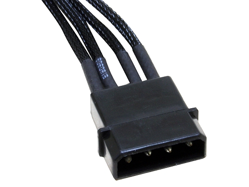 Image shows the The NZXT CB 4-pin to 4 SATA premium cable.