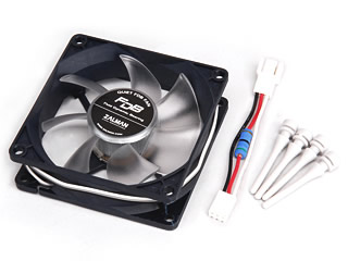 Image shows the Zalman F1-FDB 80mm Fan components.